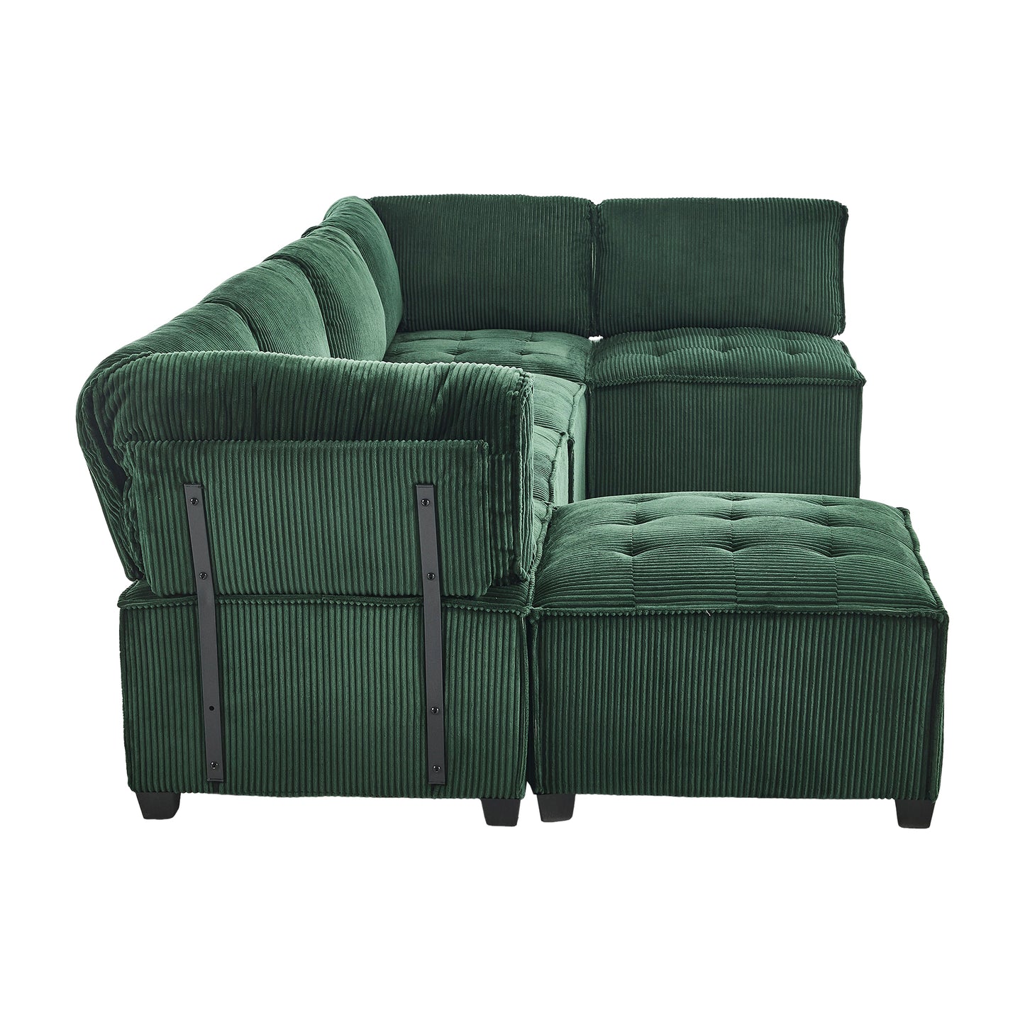 UNITED WE WIN Modular Sectional Sofa U Shaped Modular Couch with Reversible Chaise Modular Sofa Sectional Couch,6- Seat Convertible Sofa,Fit for Living Room-海智集-Default-