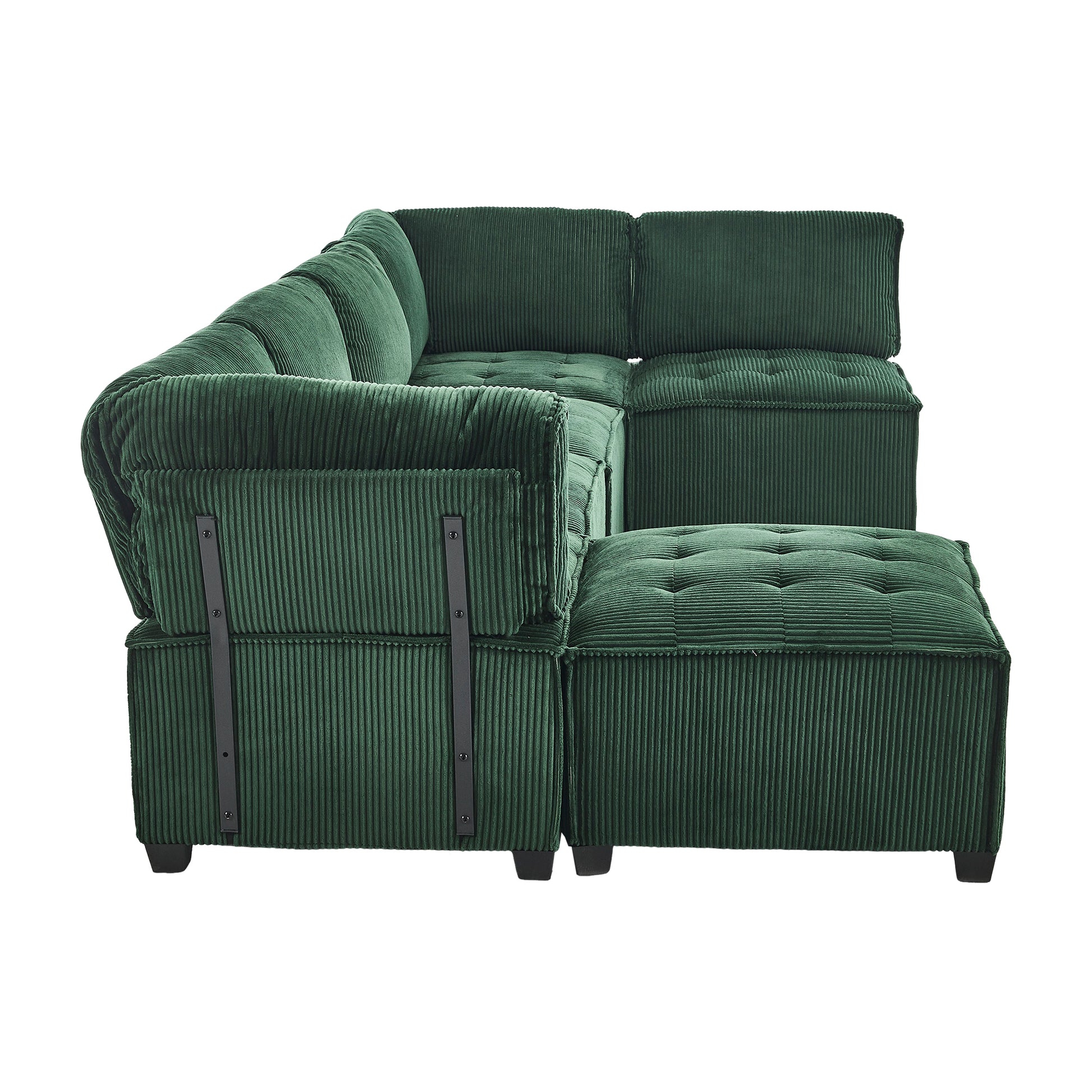 UNITED WE WIN Modular Sectional Sofa U Shaped Modular Couch with Reversible Chaise Modular Sofa Sectional Couch,6- Seat Convertible Sofa,Fit for Living Room-海智集-Default-