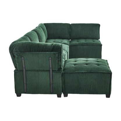 UNITED WE WIN Modular Sectional Sofa U Shaped Modular Couch with Reversible Chaise Modular Sofa Sectional Couch,6- Seat Convertible Sofa,Fit for Living Room-海智集-Default-