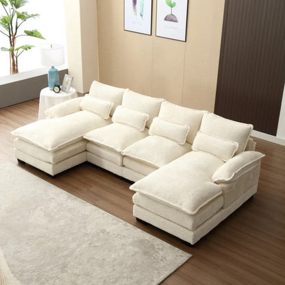UNITED WE WIN Modern Large chenille Fabric U-Shape Sectional Sofa-海智集-Default-