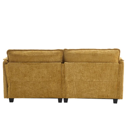 UNITED WE WIN Chenille fabric, solid construction, the overall structure of the sofa is stable, detachable armrests, two foot stools and two-seat sofa with side pockets-海智集-Default-