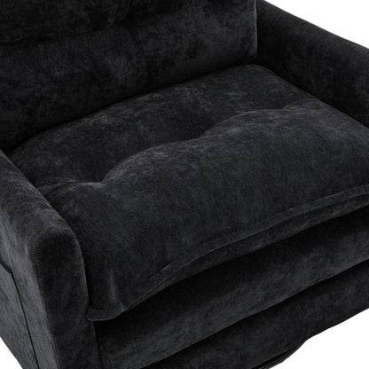 UNITED WE WIN Swivel Barrel Chair - Mid Century Modern Chair, Thick Padded Arm Chair with Solid Metal Base, Comfortable Single Sofa Chair, Swivel Accent Chair for Living Room Bedroom-海智集-Default-