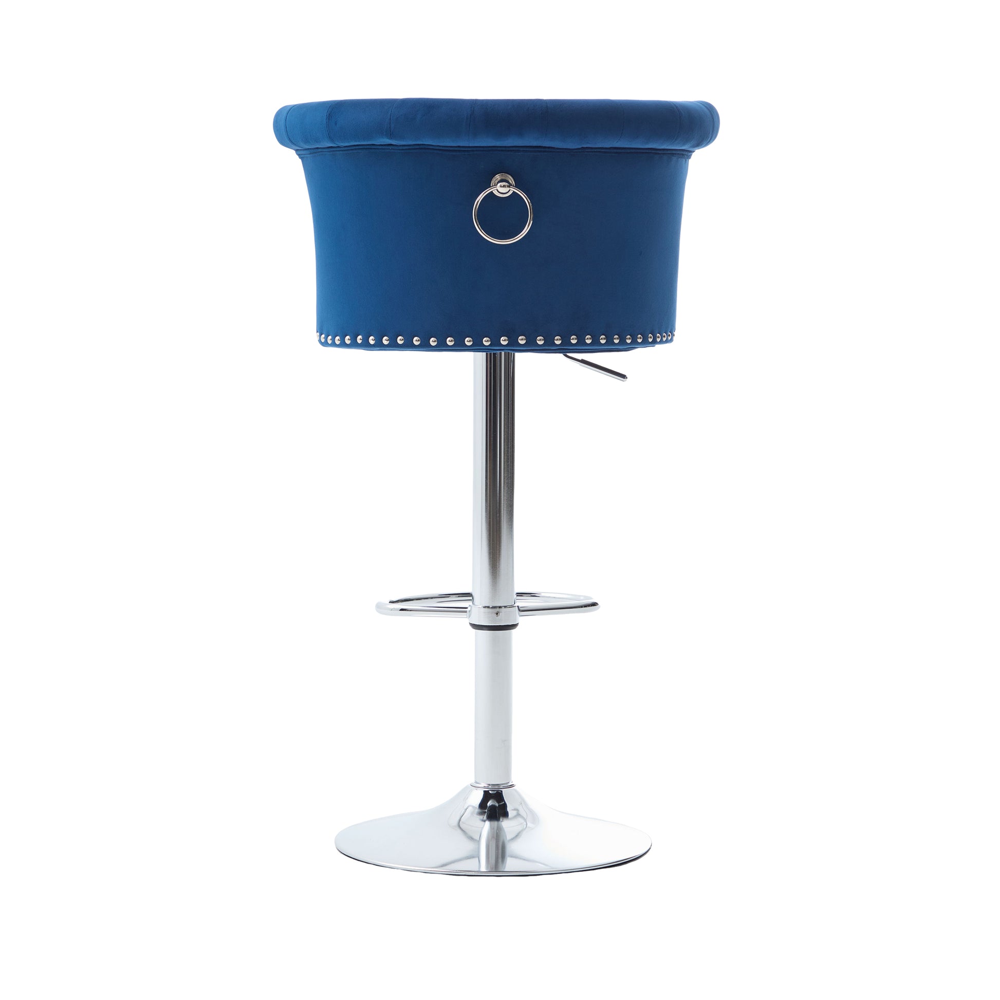 COOLMORE Velvet Bar Stool Set of 2, Adjustable Swivel Bar Stools with Silver Plated Metal Leg, Chrome Nailhead, Counter Height Chair for Kitchen,Dining Room-海智集-Default-