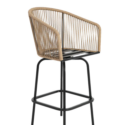 3pcs Outdoor Bar Set, Patio Bar Table and Chairs Set, Bar Height Patio Set - 2 x Swivel Bar Chairs , 1 x Round Bar Table(DPC Wood-Like)-Grey-海智集-Default-