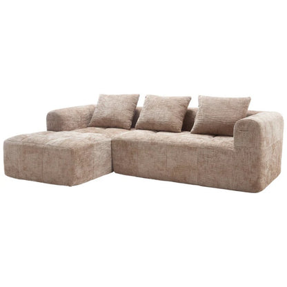 UNITED WE WIN 98.42-inch modular sectional sofa, modern modular L-shaped sofa with chaise longue, equipped with small side pockets and free of compression during installation.-海智集-Default-