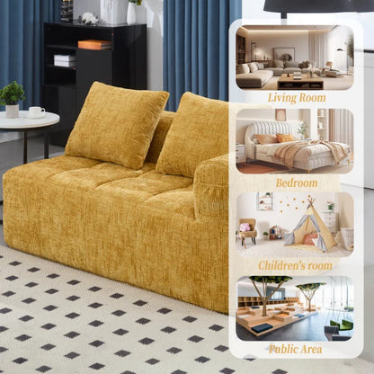 UNITED WE WIN Chenille Loveseat Sofa,Minimalist Modular Couches Sleeper for Living Room Bedroom Apartment Lounge-海智集-Default-