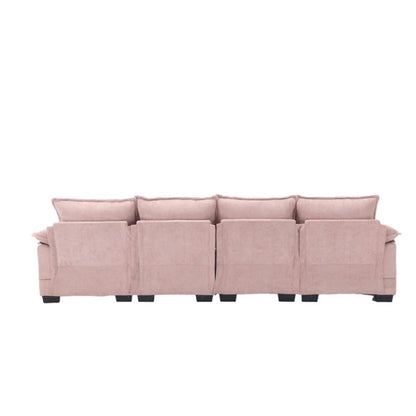 UNITED WE WIN Chenille, high quality sponge filling, solid wood frame, oversized four-seater, U-shaped combination sofa-海智集-Default-