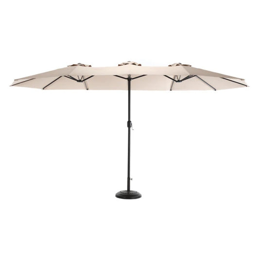 14.8 Ft Double Sided Outdoor Umbrella Rectangular Large with Crank ( khaki )(No Base)-海智集-Default-