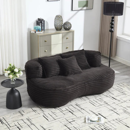 High Back Bean Bag Chair Couch for Adults and Kids, Indoor & Outdoor, Corduroy, Black, 64.17''-海智集-Default-