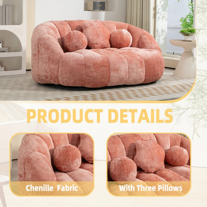 Durable Comfort High Back Pink Chenille Bean Bag Sofa Lounger for Adults and Kids, Indoor & Outdoor-海智集-Default-