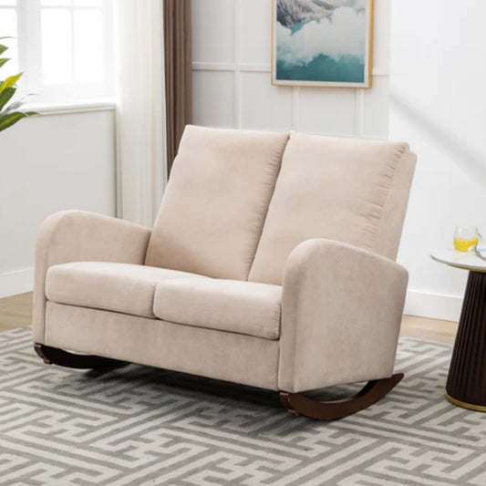 COOLMORE Rocking Chair Upholstered Mid Century Modern Rocker Oversized Wingback Armchair for Living Room-海智集-Default-