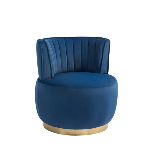COOLMORE Swivel Barrel Chair, 360 Degree Swivel Accent Sofa Chair with Soft Velvet, Navy, 25.20'' x 25.59'' x 26.38''-海智集-Default-