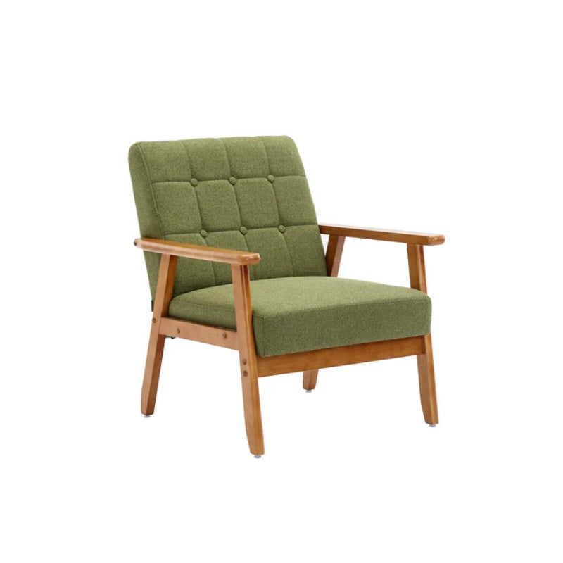 Leisure Chair with Solid Wood Armrest and Feet, Mid-Century Modern Accent chair, for Living Room Bedroom Studio chair-海智集-Default-
