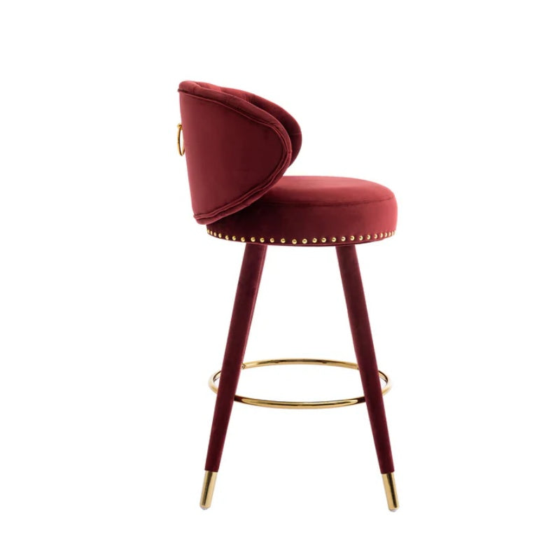 COOLMORE Counter Height Bar Stools Set of 2 for Kitchen Counter Solid Wood Legs with a fixed height of 360 degrees-海智集-Default-