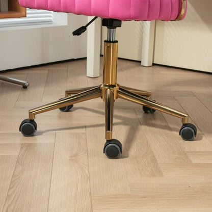 Velvet Home Office Desk Chair, Modern Cute Computer Chair, Wheels Swivel Height Adjustable Task Chair, Rose Red Velvet-海智集-Default-