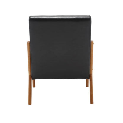 COOLMORE Modern Accent Chair, Solid Wood Padding Lounge Armchairs With One pillow for Living Room, Bedroom, Guest Room (Black PU)-海智集-Default-