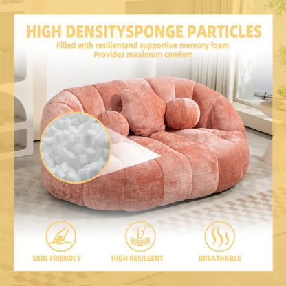 Durable Comfort High Back Pink Chenille Bean Bag Sofa Lounger for Adults and Kids, Indoor & Outdoor-海智集-Default-