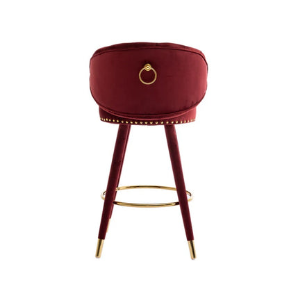COOLMORE Counter Height Bar Stools Set of 2 for Kitchen Counter Solid Wood Legs with a fixed height of 360 degrees-海智集-Default-