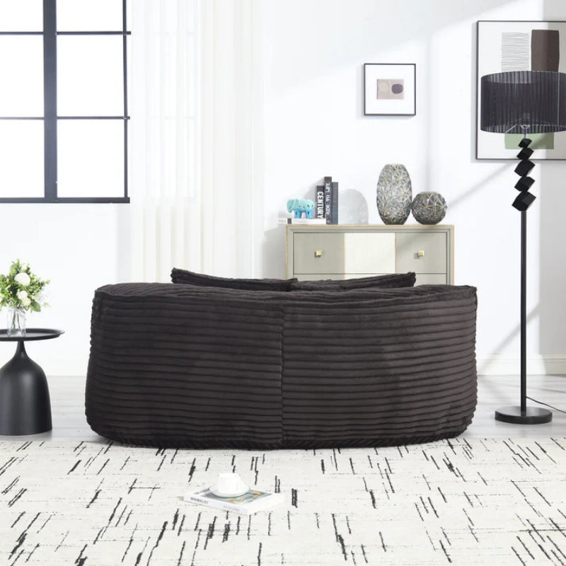 High Back Bean Bag Chair Couch for Adults and Kids, Indoor & Outdoor, Corduroy, Black, 64.17''-海智集-Default-