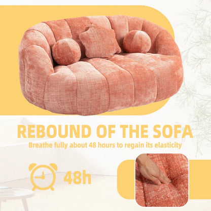 Durable Comfort High Back Pink Chenille Bean Bag Sofa Lounger for Adults and Kids, Indoor & Outdoor-海智集-Default-
