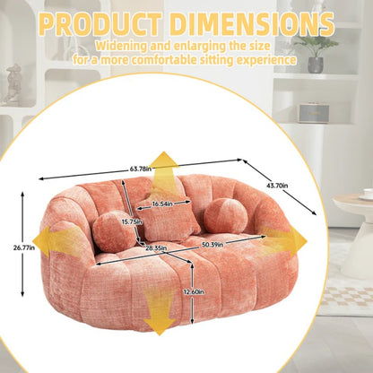 Durable Comfort High Back Pink Chenille Bean Bag Sofa Lounger for Adults and Kids, Indoor & Outdoor-海智集-Default-