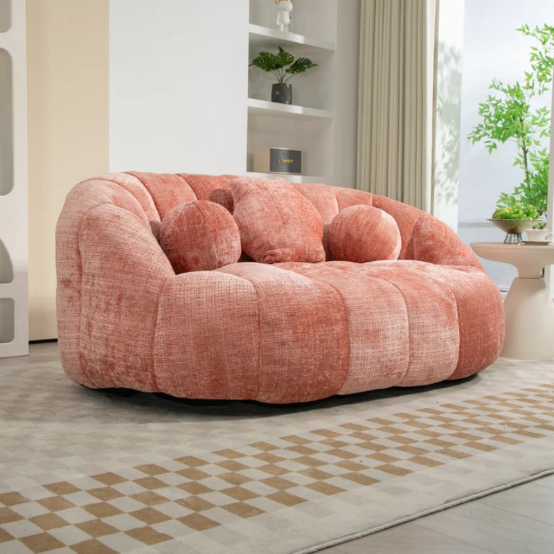 Durable Comfort High Back Pink Chenille Bean Bag Sofa Lounger for Adults and Kids, Indoor & Outdoor-海智集-Default-