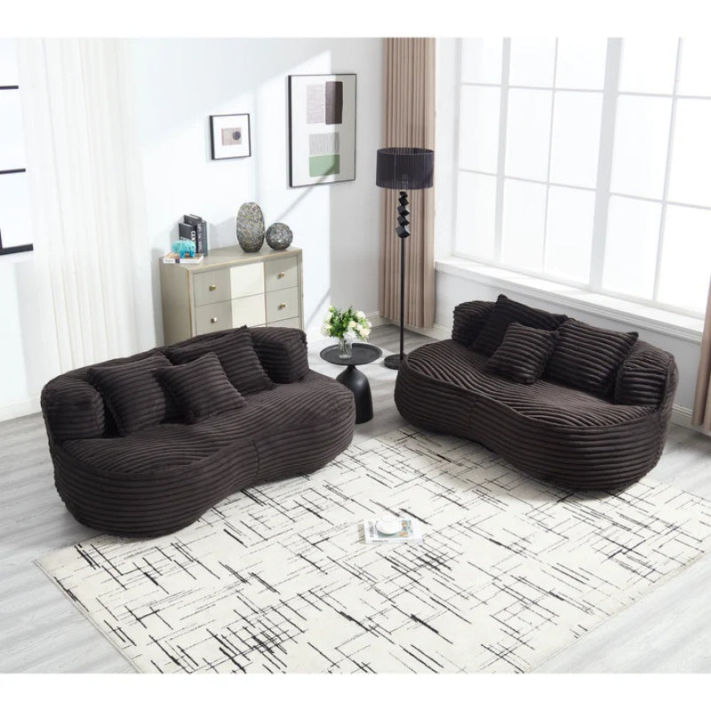 High Back Bean Bag Chair Couch for Adults and Kids, Indoor & Outdoor, Corduroy, Black, 64.17''-海智集-Default-
