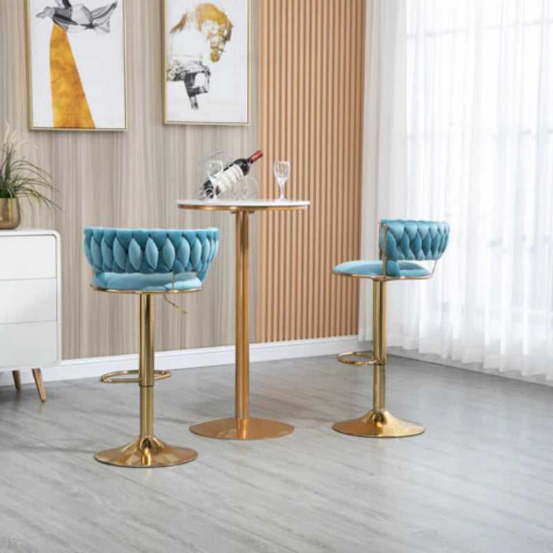 COOLMORE Swivel Bar Stools Set of 2 Adjustable Counter Height Chairs with Footrest for Kitchen, Dining Room 2PC/SET-海智集-Default-