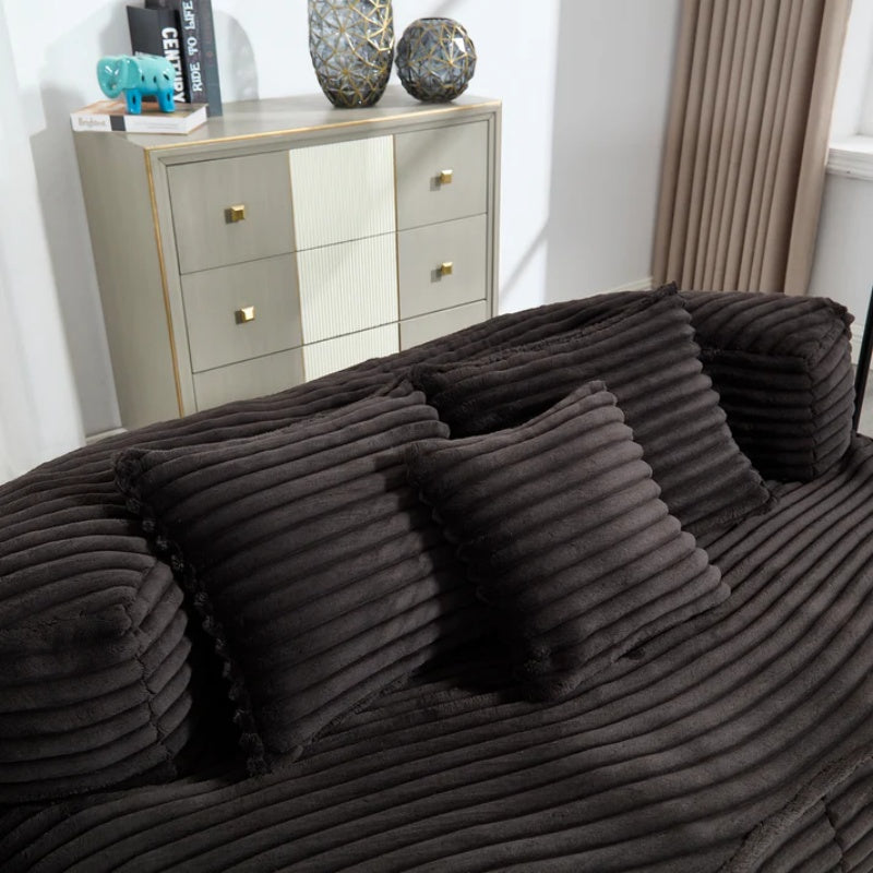 High Back Bean Bag Chair Couch for Adults and Kids, Indoor & Outdoor, Corduroy, Black, 64.17''-海智集-Default-