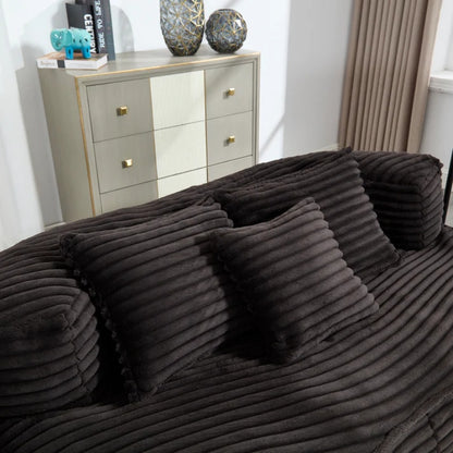 High Back Bean Bag Chair Couch for Adults and Kids, Indoor & Outdoor, Corduroy, Black, 64.17''-海智集-Default-