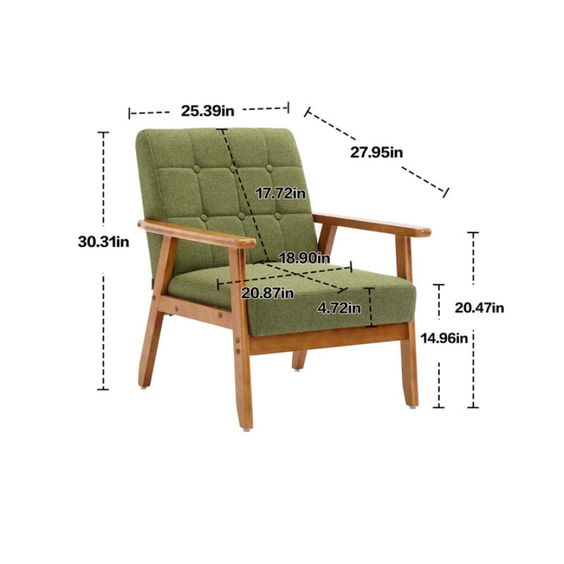 Leisure Chair with Solid Wood Armrest and Feet, Mid-Century Modern Accent chair, for Living Room Bedroom Studio chair-海智集-Default-