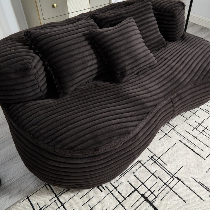 High Back Bean Bag Chair Couch for Adults and Kids, Indoor & Outdoor, Corduroy, Black, 64.17''-海智集-Default-