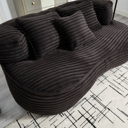 High Back Bean Bag Chair Couch for Adults and Kids, Indoor & Outdoor, Corduroy, Black, 64.17''-海智集-Default-