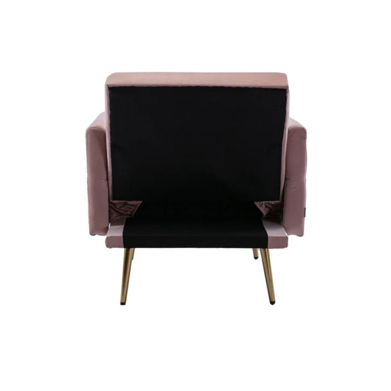 COOLMORE Velvet Accent Chair with Adjustable Armrests and Backrest, Button Tufted Lounge Chair, Single Recliner Armchair with Ottoman-海智集-Default-