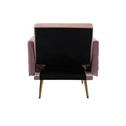 COOLMORE Velvet Accent Chair with Adjustable Armrests and Backrest, Button Tufted Lounge Chair, Single Recliner Armchair with Ottoman-海智集-Default-