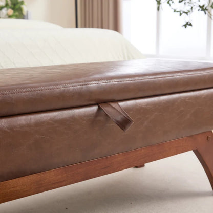 COOLMORE Teddy wool fabric, solid wood feet for solid weighing, and bed end stool with storage function-海智集-Default-