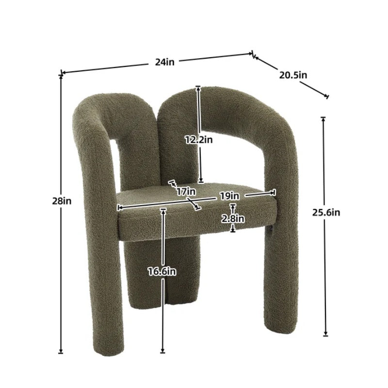 COOLMORE Contemporary Designed Velvet Upholstered Accent/Dining Chair in Olive Teddy Fabric with Armrests-海智集-Default-