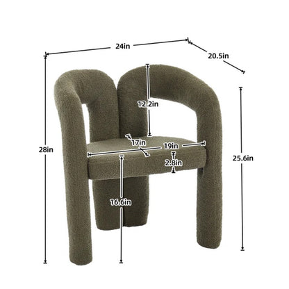 COOLMORE Contemporary Designed Velvet Upholstered Accent/Dining Chair in Olive Teddy Fabric with Armrests-海智集-Default-