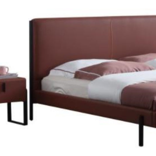 American Vintage Distressed Leather Bed | Hand-Antiqued Masterpiece for Manor Bedrooms-海智集-