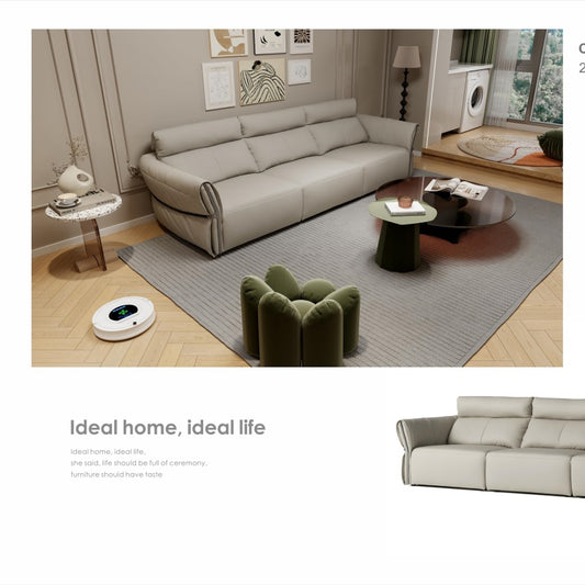 The ultra-soft backrest sofa with light luxury leather is suitable for the living room-海智集-