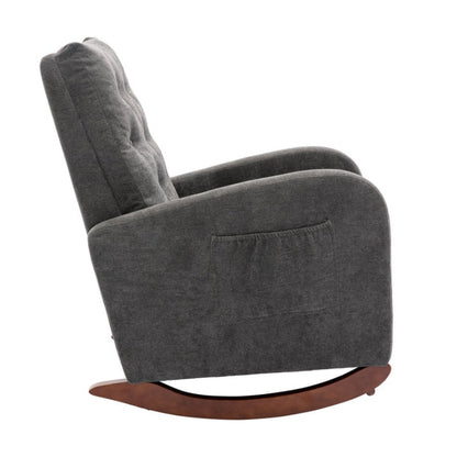 High Back Rocking Chair Nursery Chair .Comfortable Rocker Fabric Padded Seat .Modern High Back Armchair-海智集-Default-