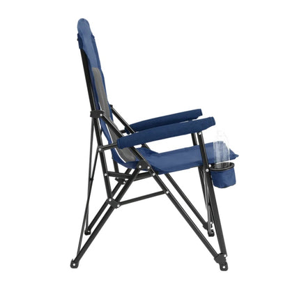 High Back Heavy Duty Lawn Chair Support 250LBS, Portable Collapsible Chair with Cup Holder -Navy blue-海智集-Default-