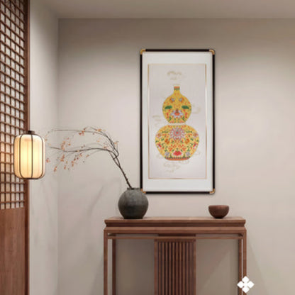 New Chinese Style Embroidered Wall Art - Handmade Silk Painting with Floral/Bird Designs, Framed Oriental Home Decor for Living Room & Bedroom-海智集-