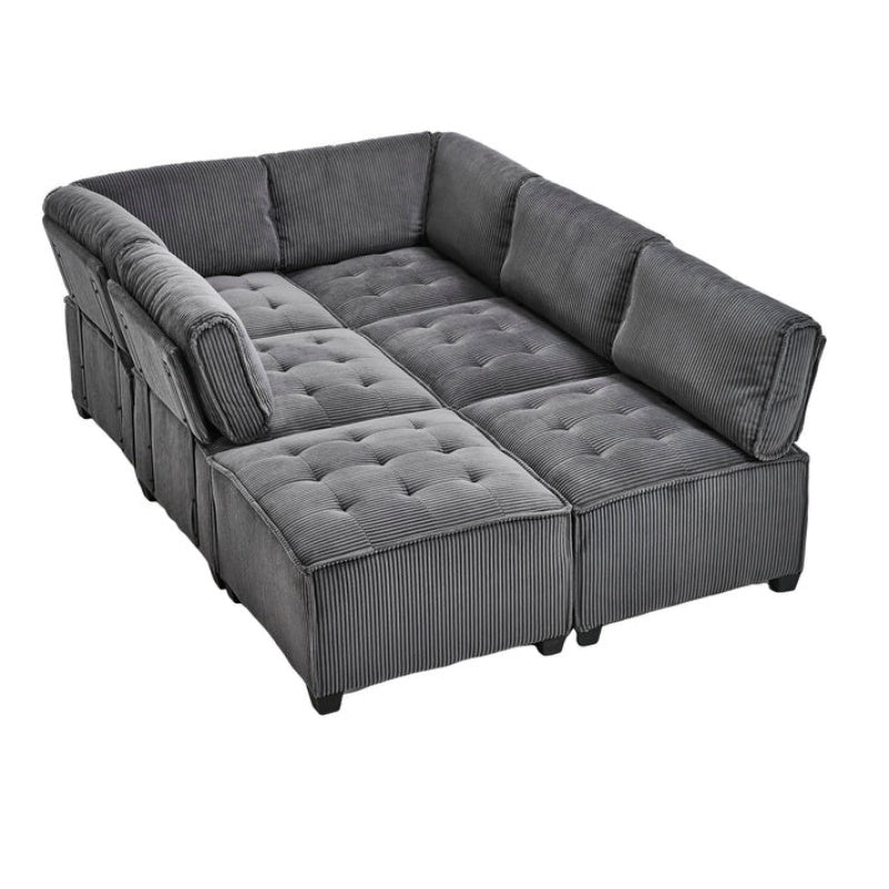 UNITED WE WIN Modular Sectional Sofa U Shaped Modular Couch with Reversible Chaise Modular Sofa Sectional Couch,6- Seat Convertible Sofa,Fit for Living Room-海智集-Default-