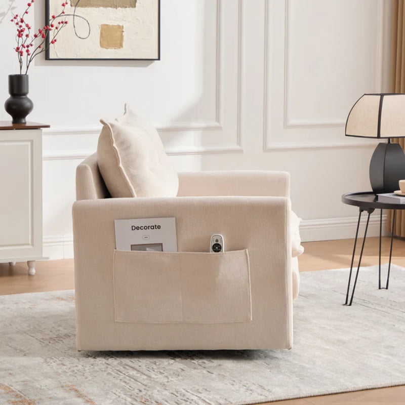 UNITED WE WIN Swivel Barrel Chair - Mid Century Modern Chair, Thick Padded Arm Chair with Solid Metal Base, Comfortable Single Sofa Chair, Swivel Accent Chair for Living Room Bedroom-海智集-Default-