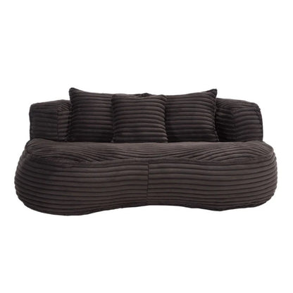 High Back Bean Bag Chair Couch for Adults and Kids, Indoor & Outdoor, Corduroy, Black, 64.17''-海智集-Default-