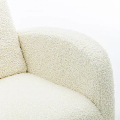 COOLMORE Rocking Chair, Modern Glider Chair, Recliner Armchair with Wood Legs and Side Pocket, Nursery Rocking Accent Chair with High Back for Living Room Bedroom (White Teddy)-海智集-Default-