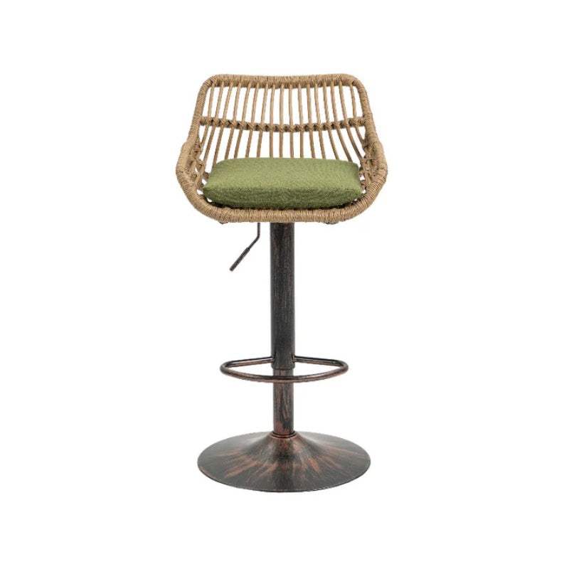 COOLMORE Modern Swivel Bar Stools Set of 2 with Adjustable Height and Footrest in Green Linen-海智集-Default-