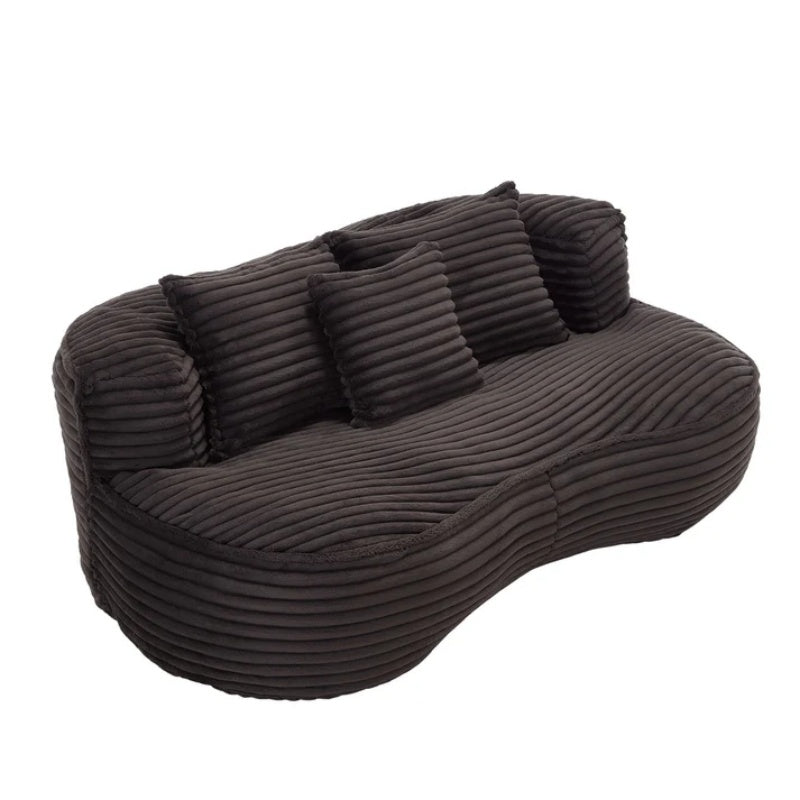 High Back Bean Bag Chair Couch for Adults and Kids, Indoor & Outdoor, Corduroy, Black, 64.17''-海智集-Default-