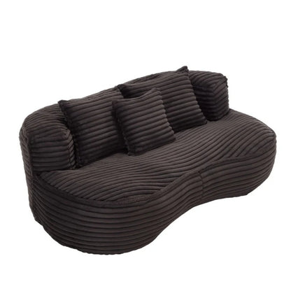 High Back Bean Bag Chair Couch for Adults and Kids, Indoor & Outdoor, Corduroy, Black, 64.17''-海智集-Default-